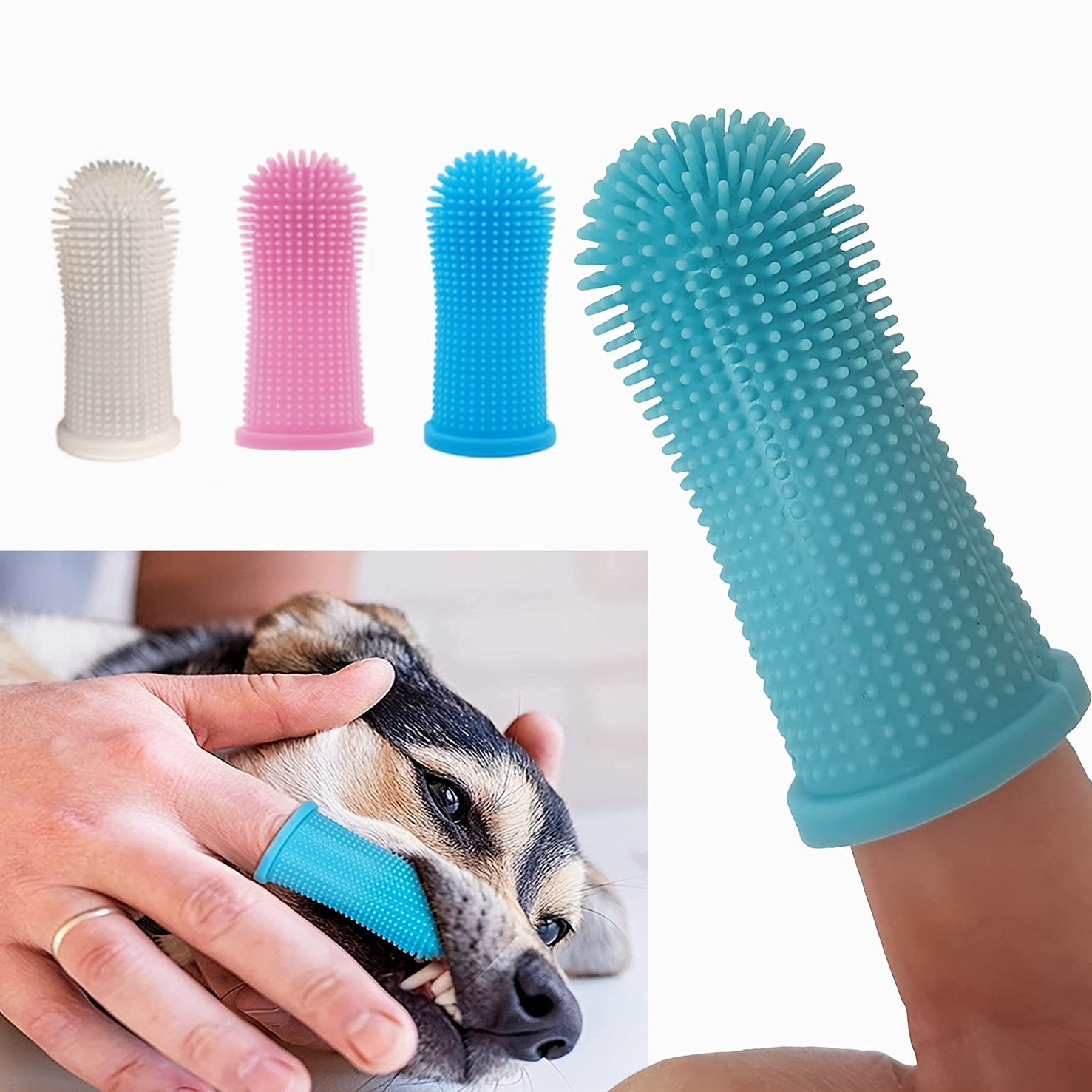 Brosse à Dents pour Doigts en Silicone Super Doux pour Chiens & Chats