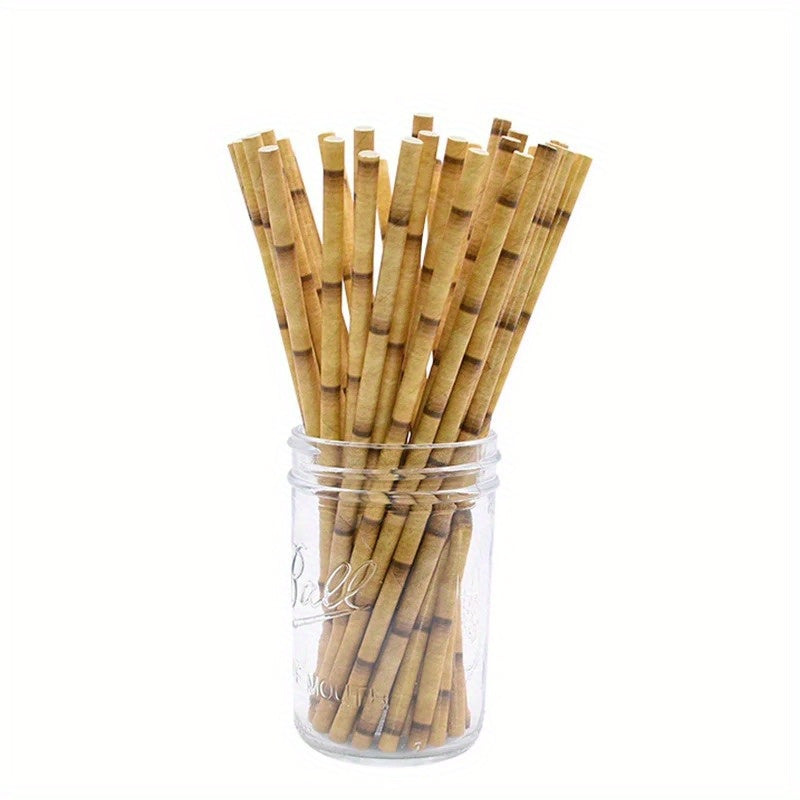 Pailles en papier design bambou écologique - 25pcs