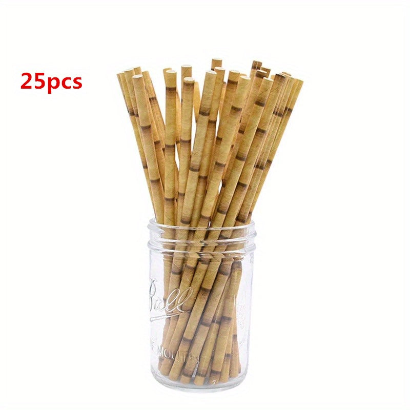 Pailles en papier design bambou écologique - 25pcs