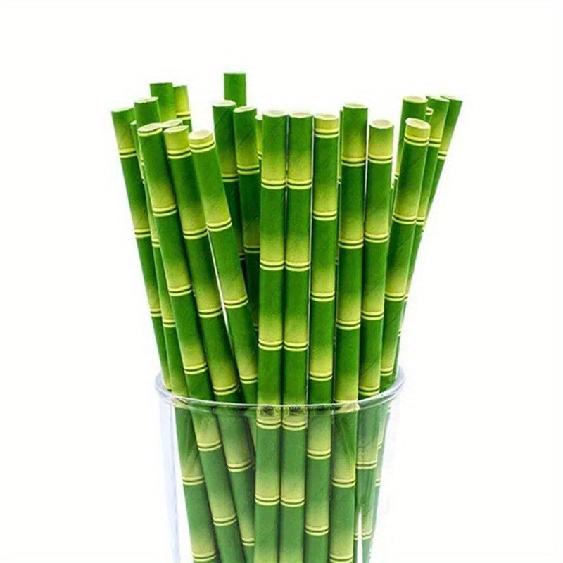 Pailles en papier design bambou écologique - 25pcs