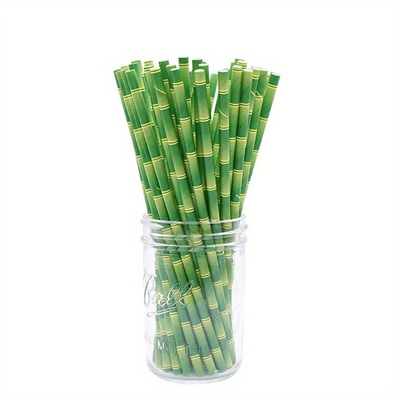Pailles en papier design bambou écologique - 25pcs