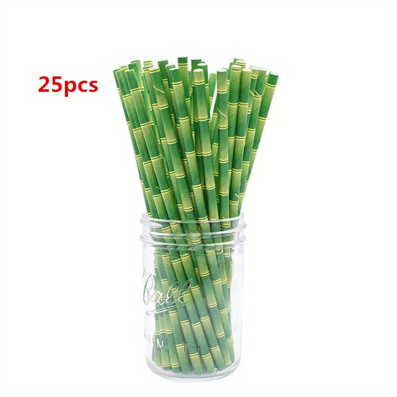 Pailles en papier design bambou écologique - 25pcs