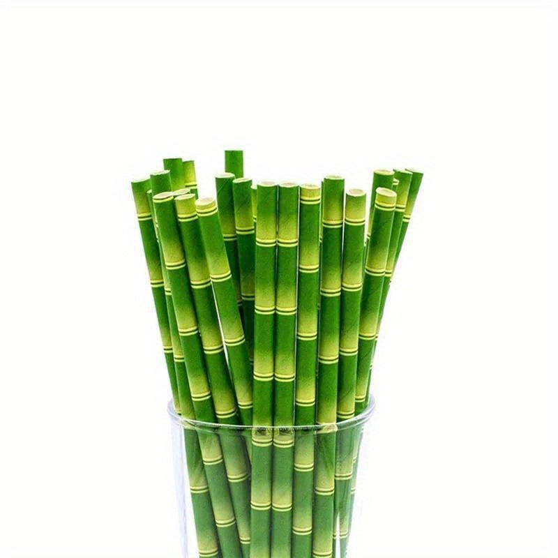 Pailles en papier design bambou écologique - 25pcs