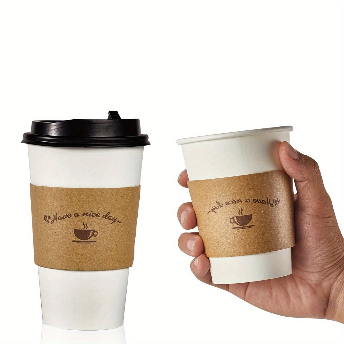 100 manchons à café en papier kraft