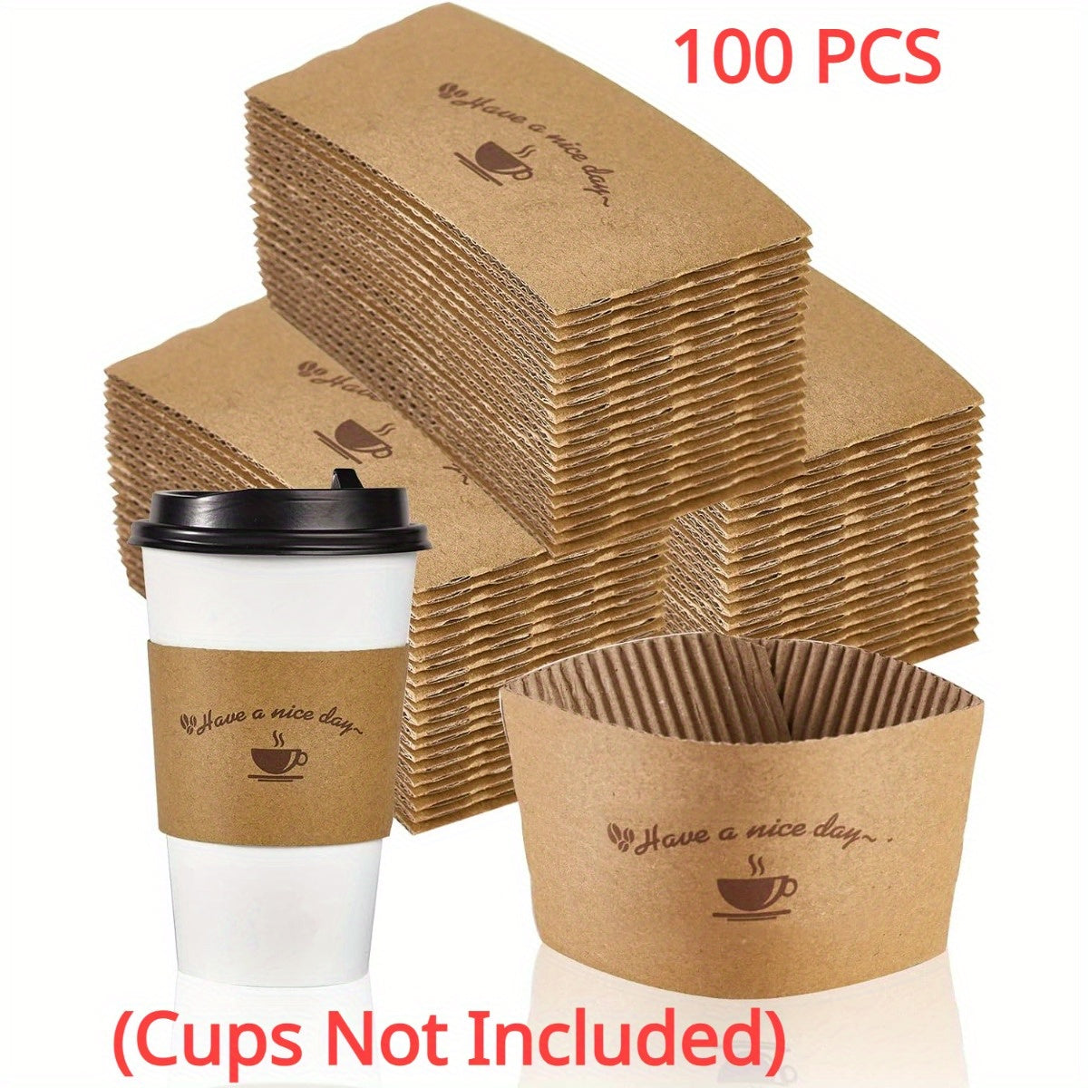 100 manchons à café en papier kraft