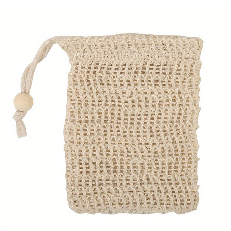 Pochette à savon en bambou avec cordon de serrage.