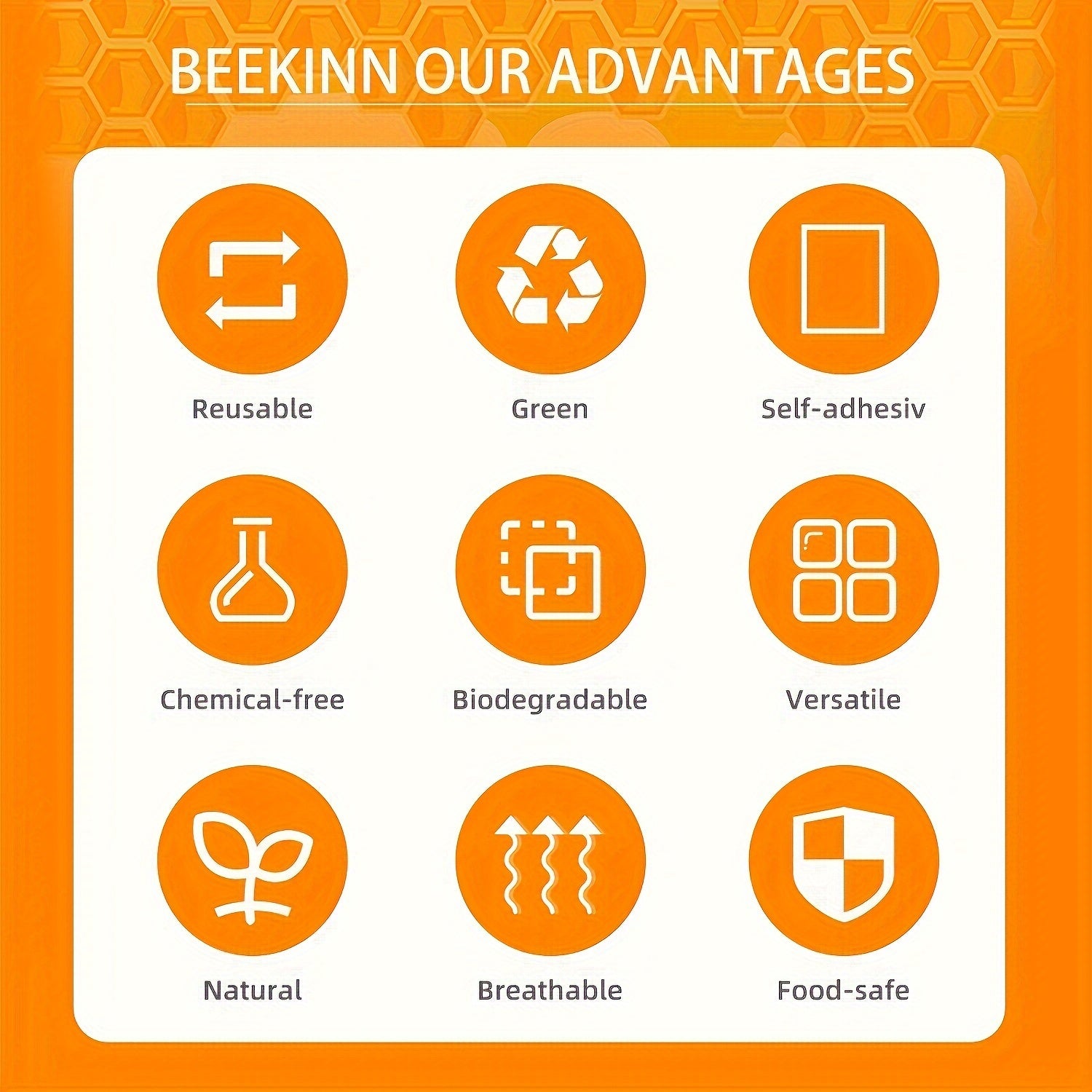 3pcs, Emballages alimentaires réutilisables à la cire d'abeille