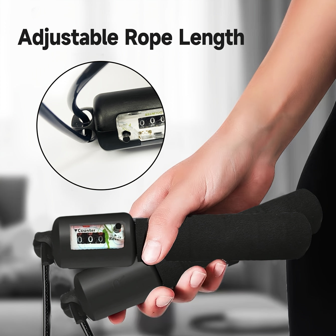 1 pièce Corde à sauter noire avec compteur et longueur de corde réglable