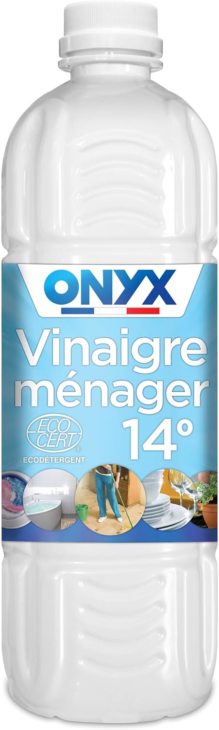 Onyx - Vinaigre Ménager 14° - Produit Nettoyant, Détartrant Concentré Multi-Surface - Dégraisser, Faire Briller - Ecocert, 100% d’Ingrédients d’Origine Naturelle, Fabrication Française -1L