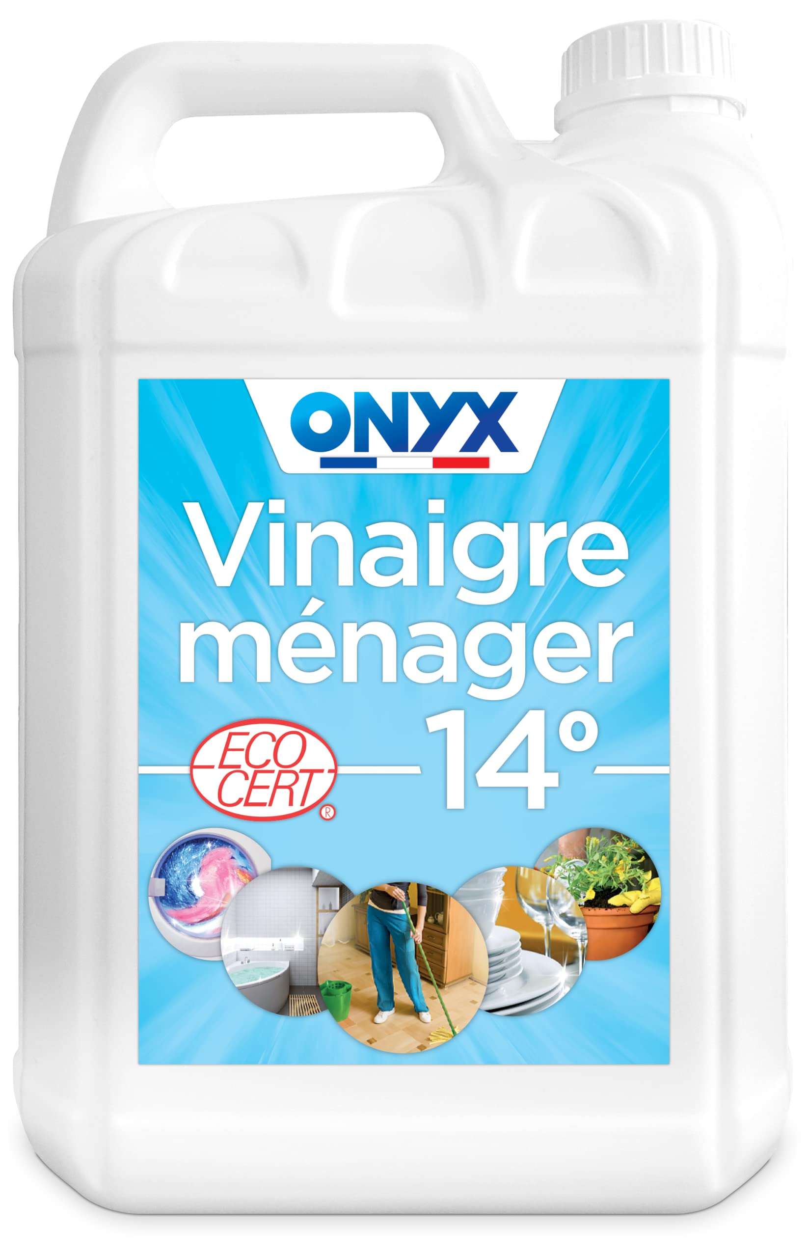 Onyx - Vinaigre Ménager 14° - Produit Nettoyant, Détartrant Concentré Multi-Surface - Dégraisser, Faire Briller - Ecocert, 100% d’Ingrédients d’Origine Naturelle, Fabrication Française -1L