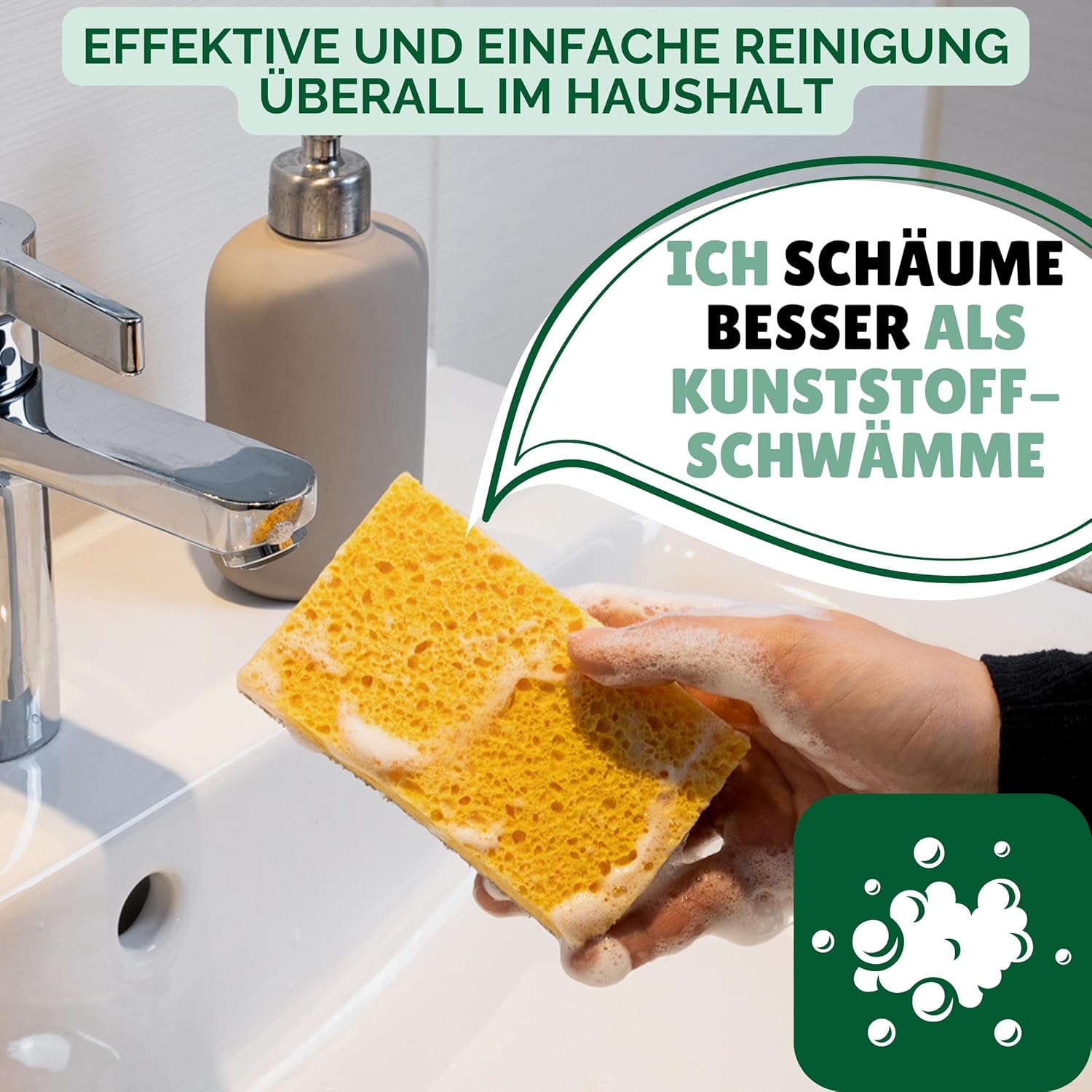 PROTEA Lot de 2 éponges à vaisselle durables en coco – Éponge naturelle réutilisable, éponge de cuisine, éponge de nettoyage – biodégradable et réutilisable