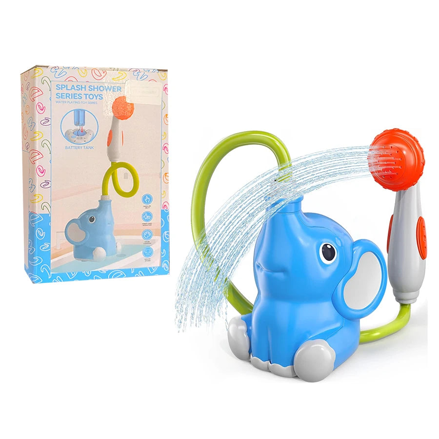 Tête de Douche Bain Bébé Éléphant avec Pompe à Eau - Jouet Ludique 2-6 ans