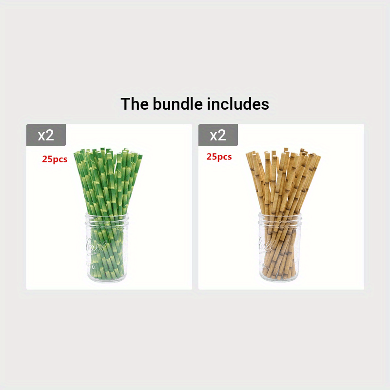 Pailles en papier design bambou écologique - 25pcs